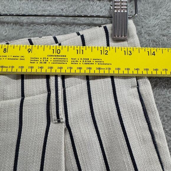 Peserico Pants Women EU38 Ivory Brown Pinstriped Cotton Trouser Leg High Rise - Picture 13 of 16